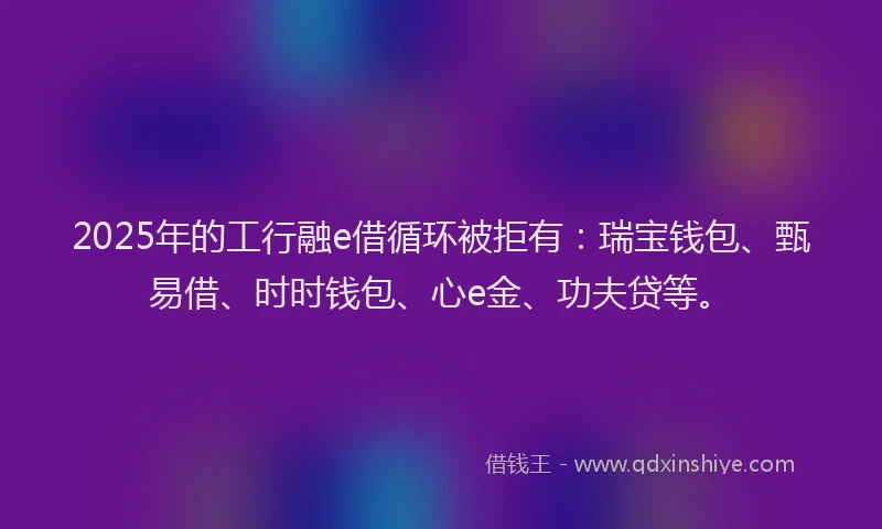 2025年的工行融e借循环被拒有：瑞宝钱包、甄易借、时时钱包、心e金、功夫贷等。