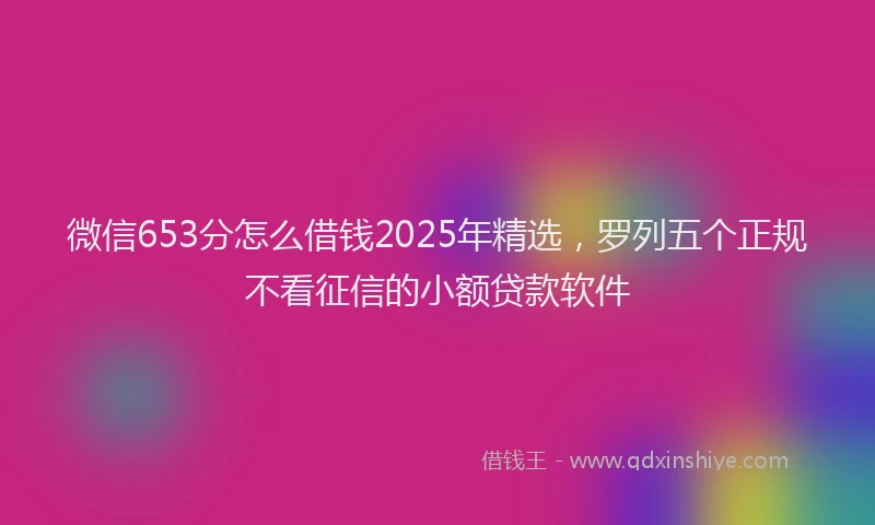 微信653分怎么借钱2025年精选，罗列五个正规不看征信的小额贷款软件