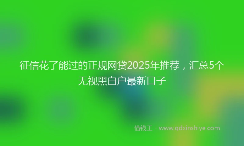 征信花了能过的正规网贷2025年推荐，汇总5个无视黑白户最新口子