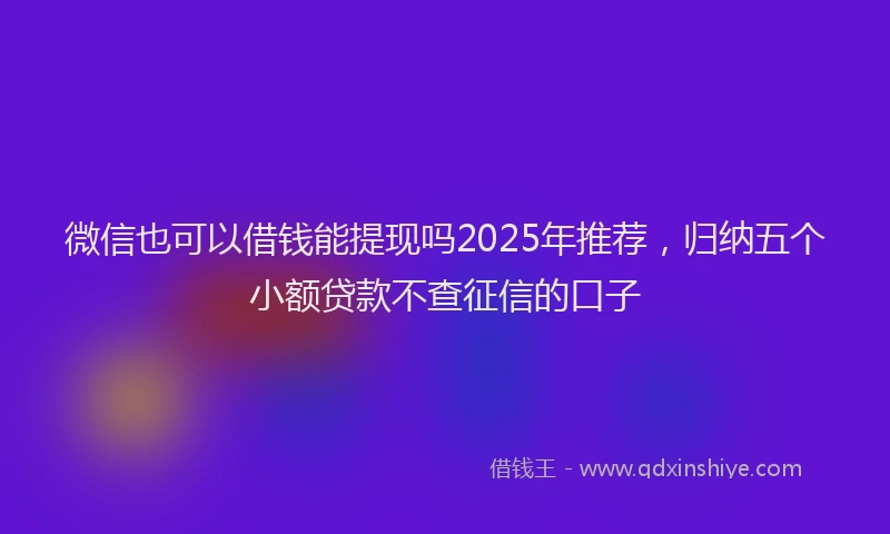 微信也可以借钱能提现吗2025年推荐，归纳五个小额贷款不查征信的口子
