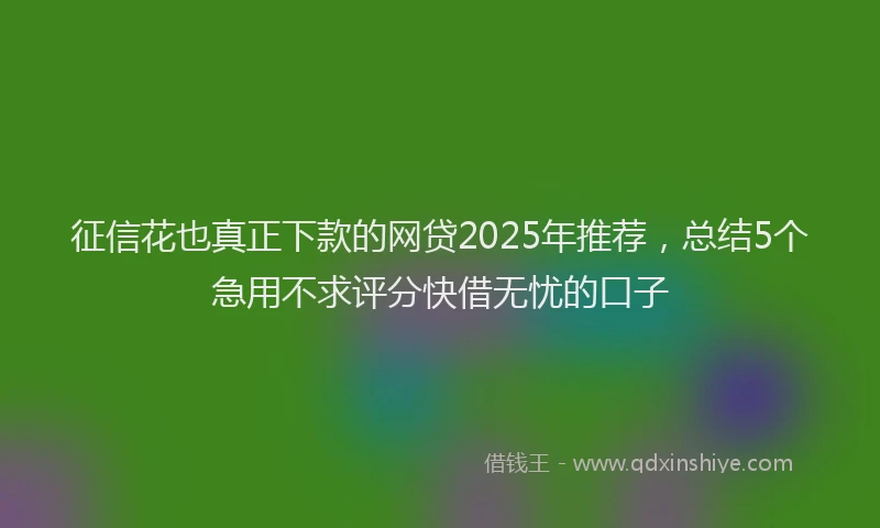 征信花也真正下款的网贷2025年推荐，总结5个急用不求评分快借无忧的口子