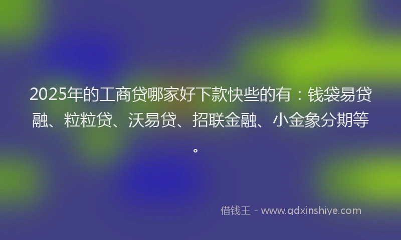 2025年的工商贷哪家好下款快些的有：钱袋易贷融、粒粒贷、沃易贷、招联金融、小金象分期等。