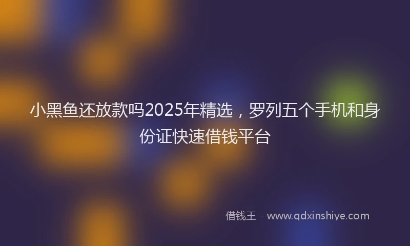 小黑鱼还放款吗2025年精选，罗列五个手机和身份证快速借钱平台