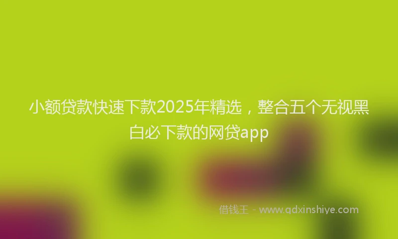 小额贷款快速下款2025年精选，整合五个无视黑白必下款的网贷app