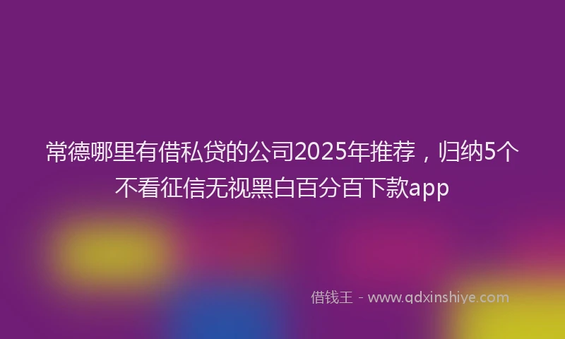 常德哪里有借私贷的公司2025年推荐，归纳5个不看征信无视黑白百分百下款app