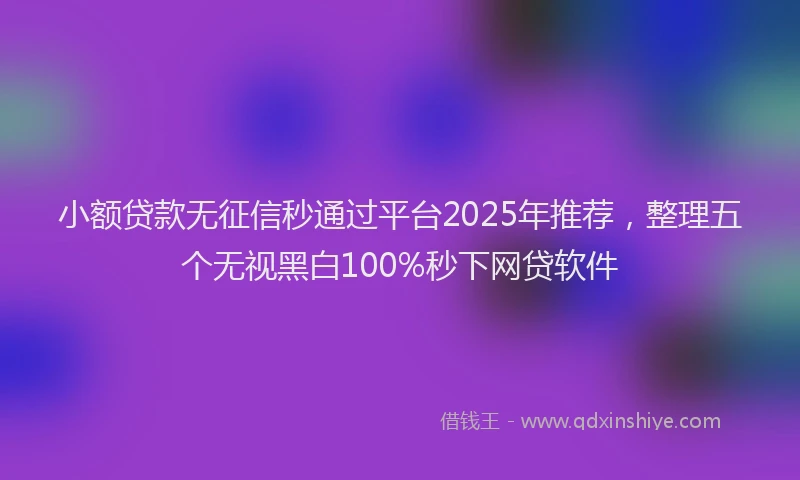 小额贷款无征信秒通过平台2025年推荐，整理五个无视黑白100%秒下网贷软件