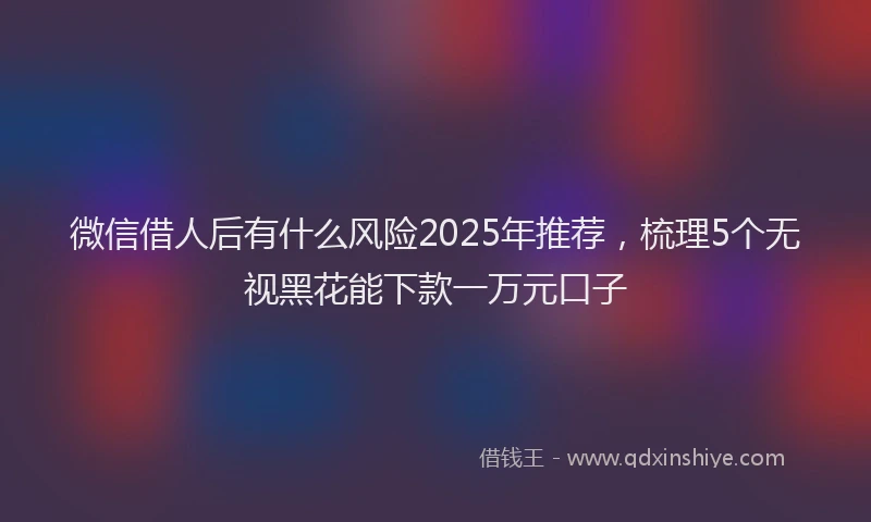 微信借人后有什么风险2025年推荐，梳理5个无视黑花能下款一万元口子