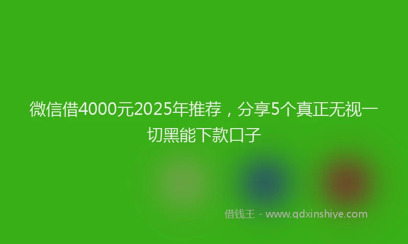 微信借4000元2025年推荐，分享5个真正无视一切黑能下款口子