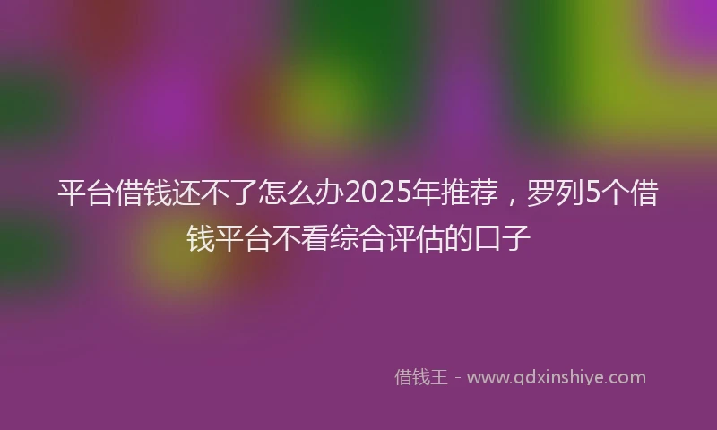 平台借钱还不了怎么办2025年推荐，罗列5个借钱平台不看综合评估的口子