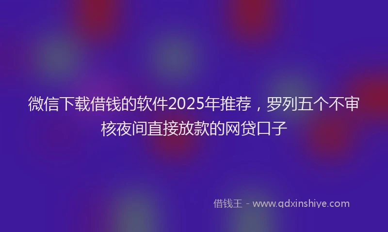 微信下载借钱的软件2025年推荐，罗列五个不审核夜间直接放款的网贷口子