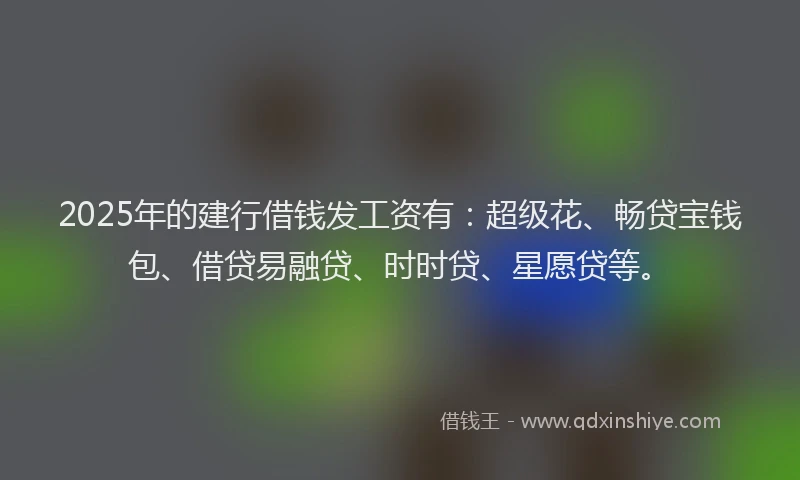 2025年的建行借钱发工资有：超级花、畅贷宝钱包、借贷易融贷、时时贷、星愿贷等。