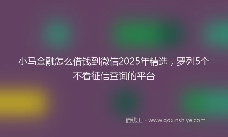 小马金融怎么借钱到微信2025年精选，罗列5个不看征信查询的平台