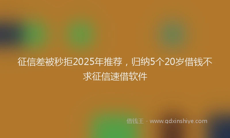 征信差被秒拒2025年推荐，归纳5个20岁借钱不求征信速借软件