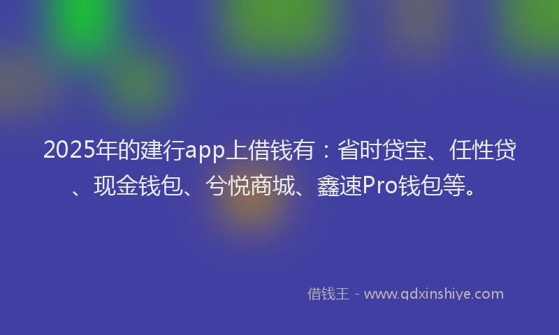 2025年的建行app上借钱有：省时贷宝、任性贷、现金钱包、兮悦商城、鑫速Pro钱包等。