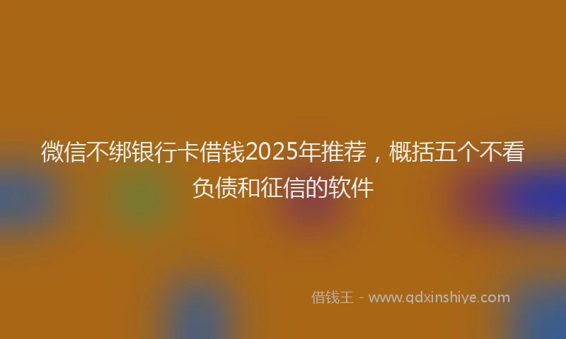 微信不绑银行卡借钱2025年推荐，概括五个不看负债和征信的软件