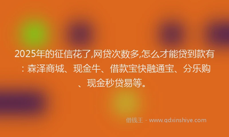 2025年的征信花了,网贷次数多,怎么才能贷到款有：森泽商城、现金牛、借款宝快融通宝、分乐购、现金秒贷易等。