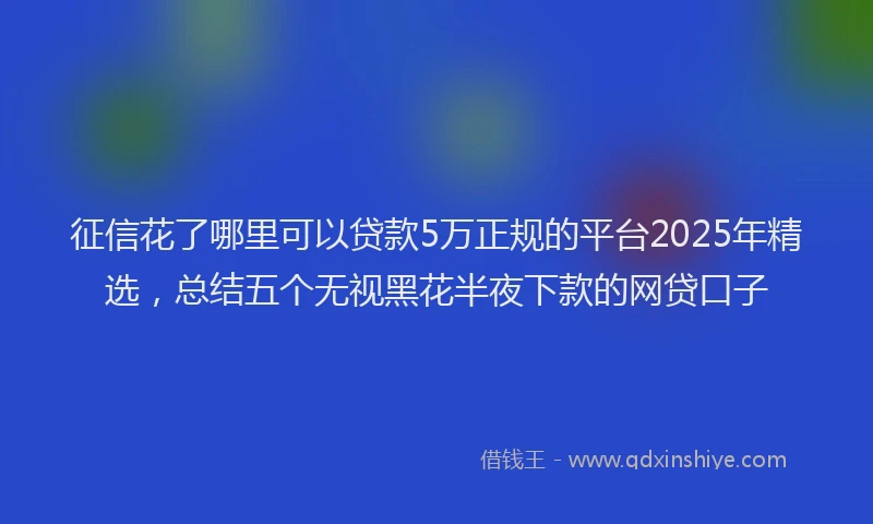 征信花了哪里可以贷款5万正规的平台2025年精选，总结五个无视黑花半夜下款的网贷口子