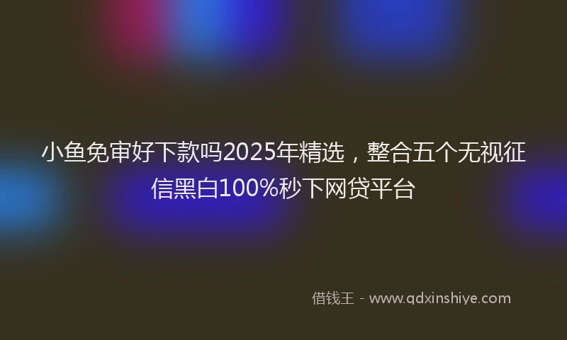 小鱼免审好下款吗2025年精选，整合五个无视征信黑白100%秒下网贷平台
