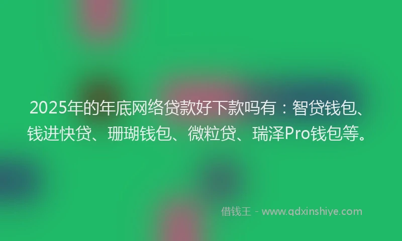 2025年的年底网络贷款好下款吗有：智贷钱包、钱进快贷、珊瑚钱包、微粒贷、瑞泽Pro钱包等。
