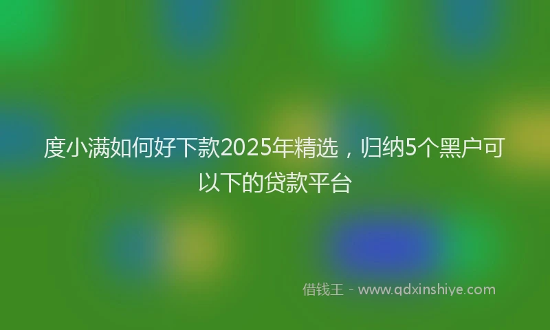 度小满如何好下款2025年精选，归纳5个黑户可以下的贷款平台