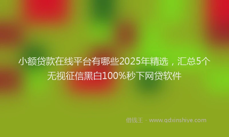 小额贷款在线平台有哪些2025年精选，汇总5个无视征信黑白100%秒下网贷软件