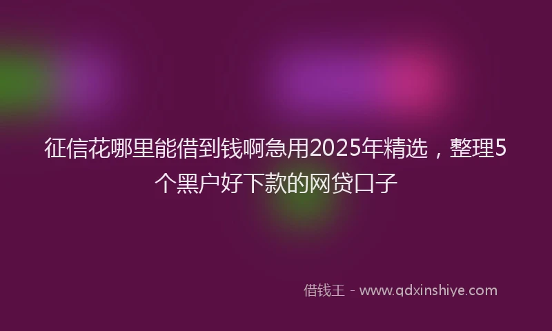 征信花哪里能借到钱啊急用2025年精选，整理5个黑户好下款的网贷口子