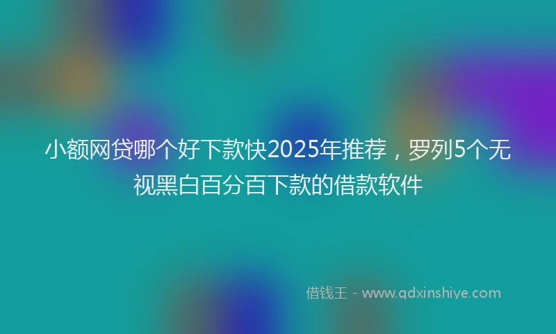 小额网贷哪个好下款快2025年推荐，罗列5个无视黑白百分百下款的借款软件