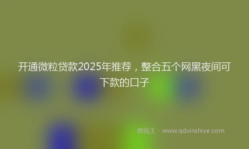 开通微粒贷款2025年推荐，整合五个网黑夜间可下款的口子