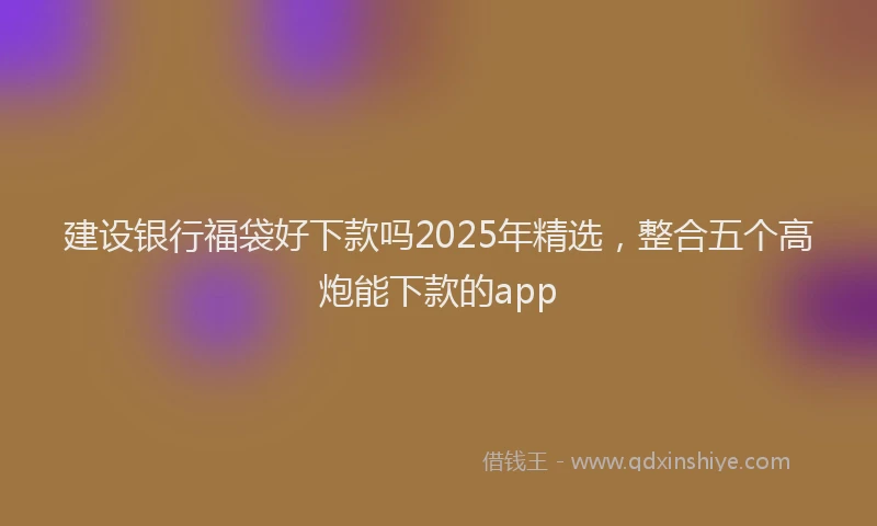 建设银行福袋好下款吗2025年精选，整合五个高炮能下款的app