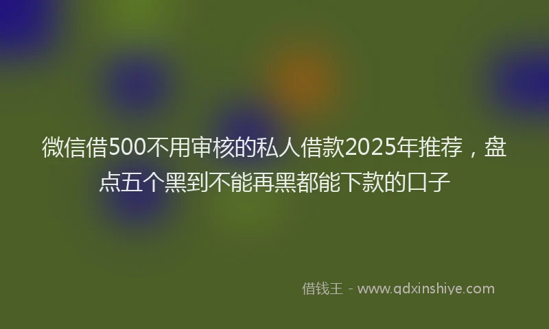 微信借500不用审核的私人借款2025年推荐，盘点五个黑到不能再黑都能下款的口子