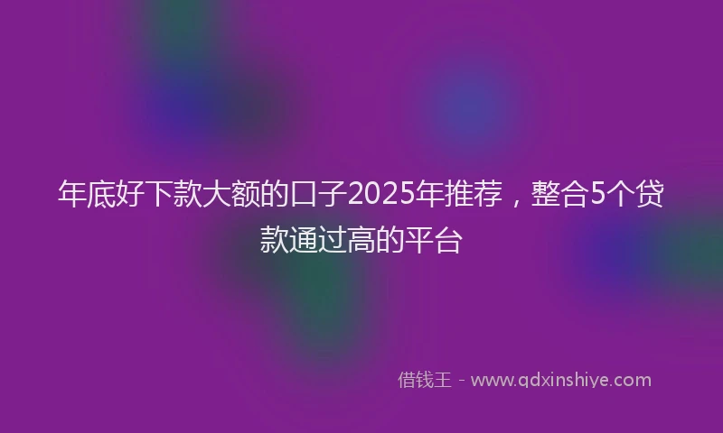 年底好下款大额的口子2025年推荐，整合5个贷款通过高的平台