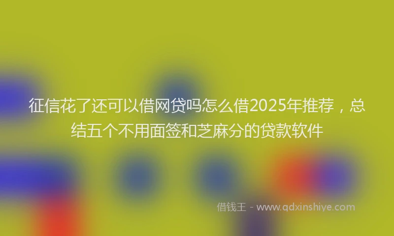 征信花了还可以借网贷吗怎么借2025年推荐，总结五个不用面签和芝麻分的贷款软件
