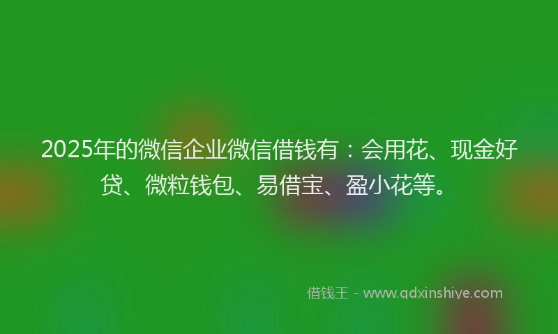 2025年的微信企业微信借钱有：会用花、现金好贷、微粒钱包、易借宝、盈小花等。