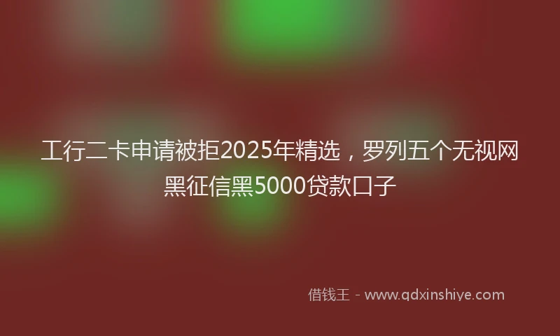 工行二卡申请被拒2025年精选，罗列五个无视网黑征信黑5000贷款口子