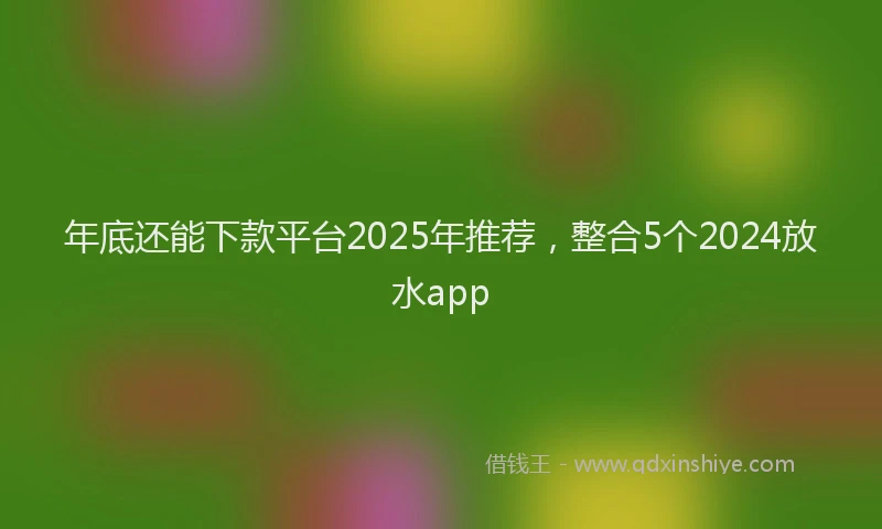 年底还能下款平台2025年推荐，整合5个2024放水app