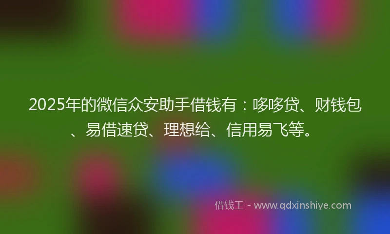 2025年的微信众安助手借钱有：哆哆贷、财钱包、易借速贷、理想给、信用易飞等。