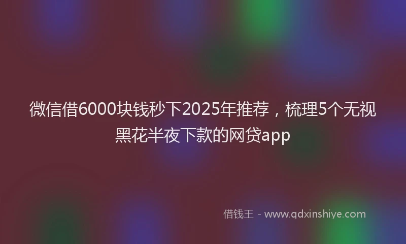 微信借6000块钱秒下2025年推荐，梳理5个无视黑花半夜下款的网贷app