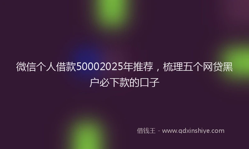 微信个人借款50002025年推荐，梳理五个网贷黑户必下款的口子