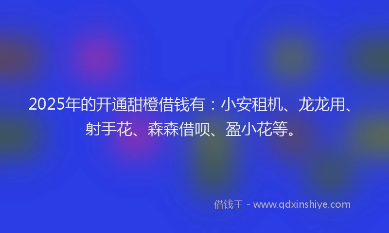 2025年的开通甜橙借钱有：小安租机、龙龙用、射手花、森森借呗、盈小花等。