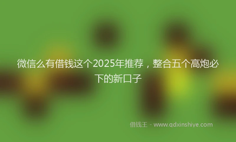 微信么有借钱这个2025年推荐，整合五个高炮必下的新口子