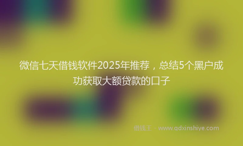 微信七天借钱软件2025年推荐，总结5个黑户成功获取大额贷款的口子