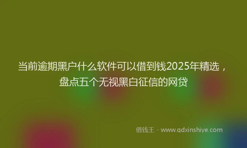 当前逾期黑户什么软件可以借到钱2025年精选，盘点五个无视黑白征信的网贷