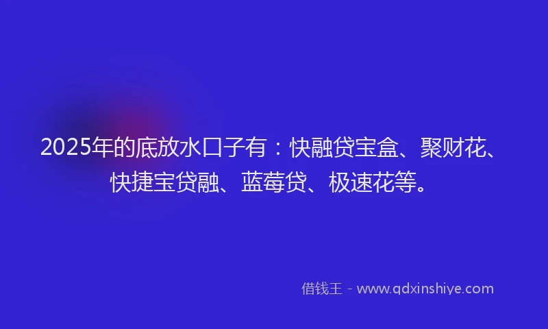 2025年的底放水口子有：快融贷宝盒、聚财花、快捷宝贷融、蓝莓贷、极速花等。