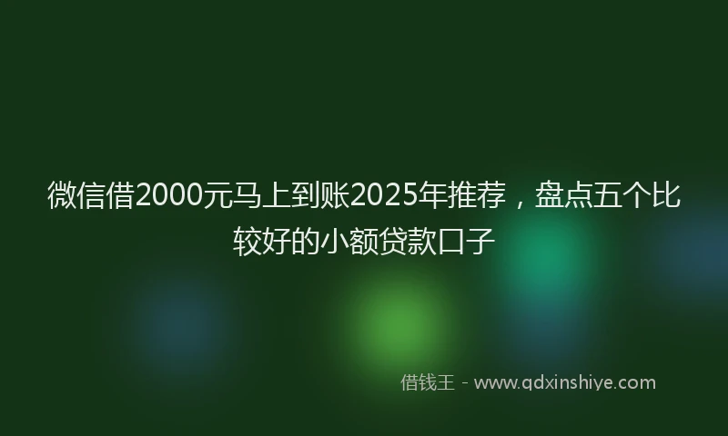 微信借2000元马上到账2025年推荐，盘点五个比较好的小额贷款口子