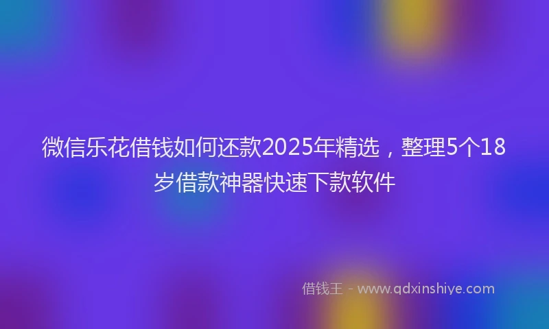 微信乐花借钱如何还款2025年精选，整理5个18岁借款神器快速下款软件