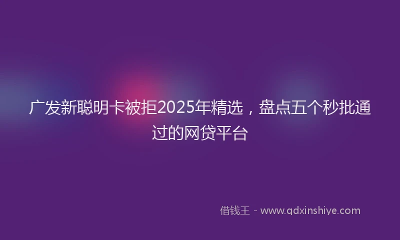 广发新聪明卡被拒2025年精选，盘点五个秒批通过的网贷平台