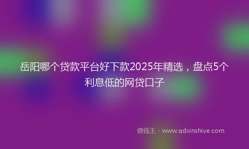 岳阳哪个贷款平台好下款2025年精选，盘点5个利息低的网贷口子