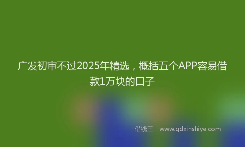 广发初审不过2025年精选，概括五个APP容易借款1万块的口子