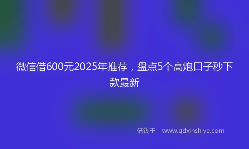 微信借600元2025年推荐，盘点5个高炮口子秒下款最新