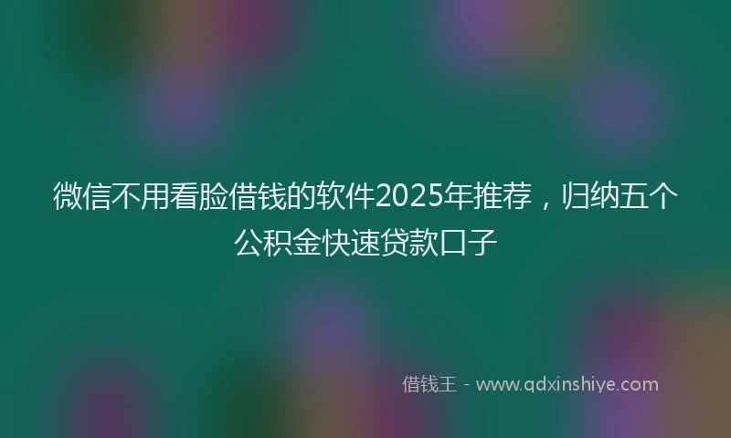 微信不用看脸借钱的软件2025年推荐，归纳五个公积金快速贷款口子